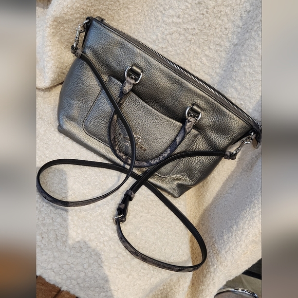 Coach Metallic Gray/ Silver  Leather EMMA Bag - Picture 2 of 9